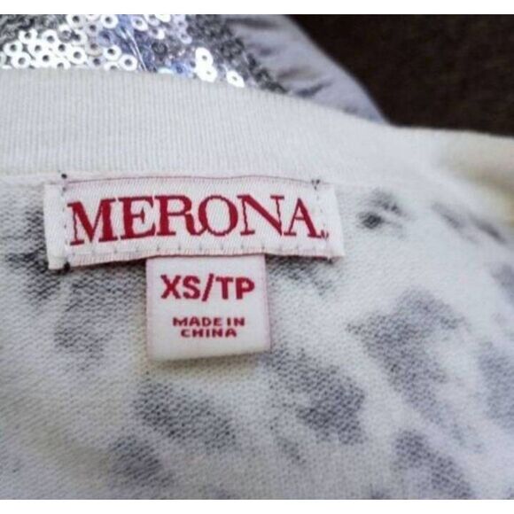 MERONA BLACK & CREAM LEOPARD PRINT CARDIGAN SZ.XS EUC. - Picture 4 of 5